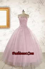 2015 Light Pink Strapless Simple Sweet 16 Dresses with Appliques FNAO896FOR