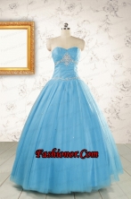 2015 New Style Beading Sweet 15 Dresses in Aqua Blue FNAO5977-6FOR