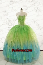 2015 New Style Beading and Ruffles Quinceanera Dresses in Multi-color FNAO5786FOR