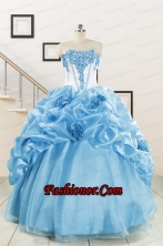 2015 New Style Sweetheart Baby Blue Quinceanera Dresses with Appliques FNAO592FOR
