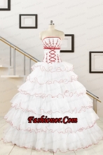 2015 Pretty Appliques Quinceanera Dresses with Strapless FNAO415FOR