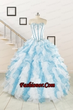 2015 Pretty Appliques and Ruffles Quinceanera Dresses in Multi-color FNAO056FOR