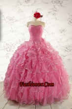 2015 Pretty Beading Quinceanera Dresses in Rose Pink FNAO744FOR