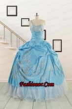 2015 Pretty One Shoulder Appliques Quinceanera Dresses in Aqua Blue FNAO767FOR