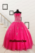 2015 Pretty Sweetheart Hot Pink Quinceanera Dresses with Beading FNAO209FOR