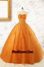 2015 Princess Orange Quinceanera Dresses with Appliques FNAO188FOR