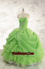 2015 Puffy Strapless Appliques Quinceanera Dresses in Spring Green FNAO5801FOR