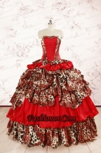 2015 Unique Strapless Leopard Quinceanera Dresses in Multi-color FNAO234FOR