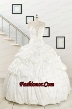 2015 White Taffeta Dresses For a Quinceanera with Beading and Pick Ups FNAO206FOR