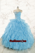 Baby Blue 2015 Prefect Quinceanera Dresses with Beading and Ruffles FNAO011FOR