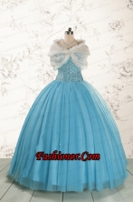 Ball Gown 2015 Baby Blue Quinceanera Dresses with Sweetheart FNAO5899BFOR
