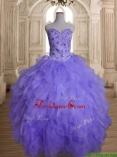 Beautiful Beaded and Ruffled Big Puffy Quinceanera Dress in Lavender SWQD142-4FOR