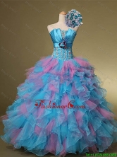Beautiful Multi Color Hand Made Flowers and Beaded Quinceanera Dresses for 2015 Summer SWQD001FOR