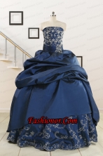 Custom Made Navy Blue Embroidery Quinceanera Dresses with Appliques FNAO5926FOR