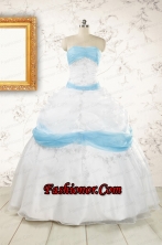 Elegant Ball Gown Quinceanera Dress in White and Baby Blue FNAO001FOR