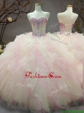 Elegant Beaded and Ruffled Organza Sweet 16 Dress in Rainbow SWQD106FOR