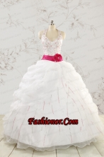 Elegant Halter Belt Beading White Quinceanera Dresses for 2015 FNAO222FOR