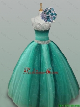 Elegant Spaghetti Straps Beaded Quinceanera Gowns in Tulle for 2015 Fall SWQD013-11FOR