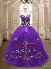 Hot Sale Brush Train Purple Quinceanera Dress with Appliques SWQD137-1FOR