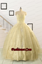 Latest Appliques Quinceanera Dress in Light Yellow For 2015 FNAO823FOR