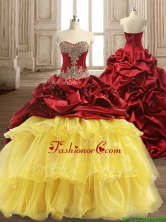 Luxurious Beaded and Ruffled Layers Quinceanera Dress with Brush Train SWQD127FOR
