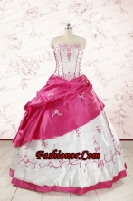 Luxurious Embroidery Sweet 15 Dresses in White and Hot Pink FNAO803FOR