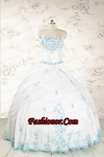 Modest Appliques Quinceanera Dresses in White for 2015 FNAO093FOR