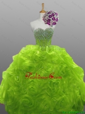 New Arrival 2016 Summer Rolling Flowers Quinceanera Gowns in Organza SWQD008-3FOR