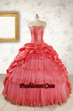 New Style Appliques Quinceanera Dresses in Watermelon FNAO147FOR
