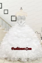 New Sweetheart Sweep Train Beading and Ruffles Quinceanera Dress for 2015  FNAO003FOR