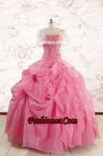 Perfect Rose Pink Quinceanera Gowns with Pick Ups for 2015 FNAO612BFOR