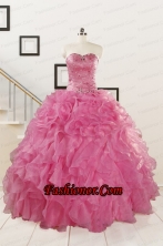 Pink 2015 Pretty Quinceanera Dresses Sweetheart with Ruffles FNAOA06FOR