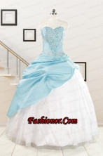 Pretty Beading Blue and White Quinceanera Dresses for 2015 FNAO5918FOR