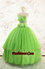 Spring Green Quinceanera Dresses with Beading and Bowknot for 2015 Spring FNAO785FOR