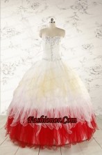 Unique Multi Color Sweetheart Ruffled Quinceanera Dresses wth Beading FNAOA11FOR