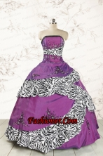 Unique Purple Quinceanera Dresses with Embroidery and Zebra FNAO5794FOR