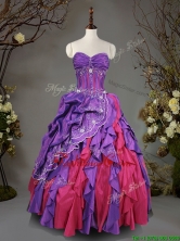 Visible Boning Beaded and Ruffled Quinceanera Dress in Taffeta SWQD098FOR