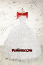 White Ball Gown Formal Quinceanera Dresses with Sequins and Ruffles FNAO726AFOR