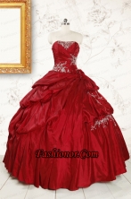 Wine Red Appliques Sweetheart 2015 Quinceanera Dress  FNAO215FOR 