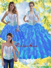 2015 Summer Elegant Ball Gown Quinceanera Dresses with Beading and Ruffles SJQDDT38001-1FOR