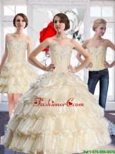2015 Summer Top Seller Sweetheart Quinceanera Dresses with Beading and Ruffled Layers SJQDDT57001FOR