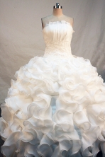 Beautiful Ball gown Strapless Floor-length White Quinceanera Dresses Appliques with Beading Style FA-Y-00103