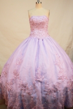 Elegant A-line Strapless Floor-length Quinceanera Dresses Appliques Style FA-Y-0027