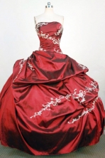 Exquisite Ball Gown Strapless Floor-Length Red Appliques Quinceanera Dresses Style FA-S-350