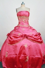 Gorgeous Ball Gown Strapless Floor-Length Red Beading and Applqiues Quinceanera Dresses Style FA-S-311
