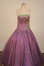 Lovely ballgown strapless floor-length purple appliques quinceanera dresses FA-X-096