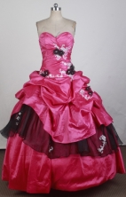 Low Price Ball Gown Strapless Floor-length Red Quinceanera Dress X0426032