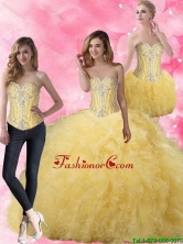 Luxurious 2015 Winter Ball Gown Yellow Quinceanera Dresses with Beading SJQDDT65001FOR