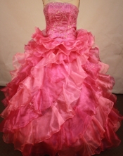 Luxurious ball gown strapless floor-length organza quinceanra dress TD2475