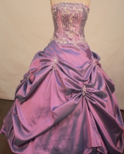 Modest ball gown strapless floor-length taffeta beading fuchsia quinceanera dresses FA-X-072